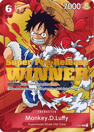 Monkey.D.Luffy (Super Pre-Release) [Winner] (P-001) [One Piece Promotion Cards] Foil One Piece Single Bandai