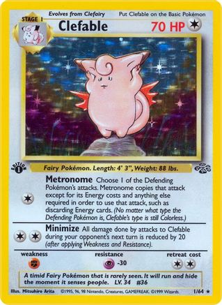 Clefable (1/64) 1st Edition Holofoil [Vintage: Jungle] Pokemon Single Pokémon