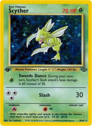 Scyther (10/64) 1st Edition Holofoil [Vintage: Jungle] Pokemon Single Pokémon