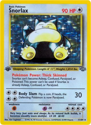 Snorlax (11/64) 1st Edition Holofoil [Vintage: Jungle] Pokemon Single Pokémon
