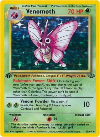 Venomoth (13/64) 1st Edition Holofoil [Vintage: Jungle] Pokemon Single Pokémon