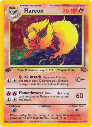 Flareon (3/64) 1st Edition Holofoil [Vintage: Jungle] Pokemon Single Pokémon