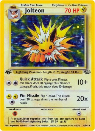 Jolteon (4/64) 1st Edition Holofoil [Vintage: Jungle] Pokemon Single Pokémon