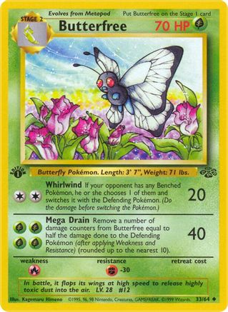 Butterfree (33/64) 1st Edition [Vintage: Jungle] Pokemon Single Pokémon