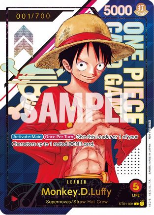 Monkey.D.Luffy - ST01-001 [Serial Number] (ST01-001) [One Piece Promotion Cards] Foil One Piece Single Bandai