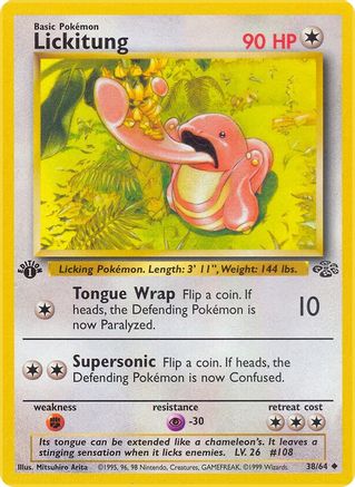Lickitung (38/64) 1st Edition [Vintage: Jungle] Pokemon Single Pokémon