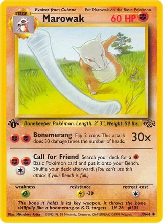 Marowak (39/64) 1st Edition [Vintage: Jungle] Pokemon Single Pokémon