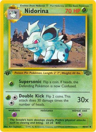 Nidorina (40/64) 1st Edition [Vintage: Jungle] Pokemon Single Pokémon