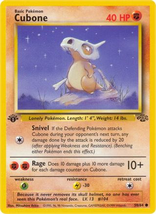 Cubone (50/64) 1st Edition [Vintage: Jungle] Pokemon Single Pokémon