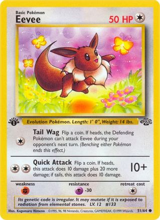 Eevee (51/64) 1st Edition [Vintage: Jungle] Pokemon Single Pokémon