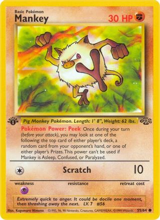 Mankey (55/64) 1st Edition [Vintage: Jungle] Pokemon Single Pokémon