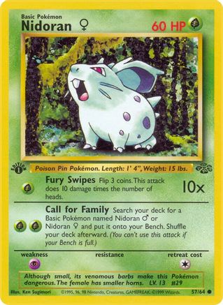 Nidoran F (57/64) 1st Edition [Vintage: Jungle] Pokemon Single Pokémon