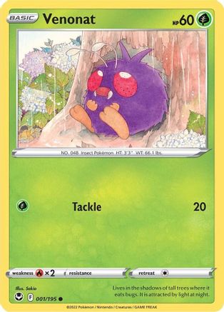 Venonat (1/195) Reverse Holofoil [SWSH: Silver Tempest] Pokemon Single Pokémon