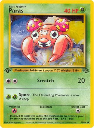 Paras (59/64) 1st Edition [Vintage: Jungle] Pokemon Single Pokémon