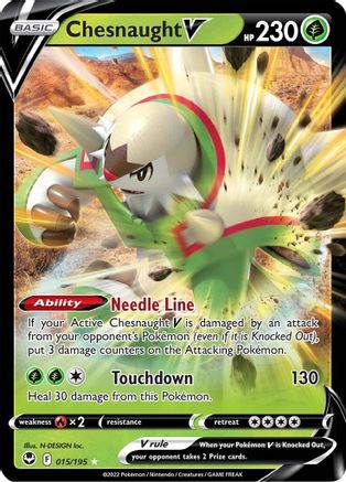 Chesnaught V (15/195) Holofoil [SWSH: Silver Tempest] Pokemon Single Pokémon
