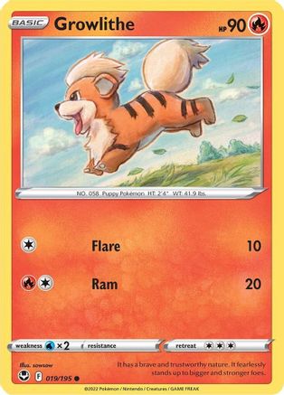 Growlithe (19/195) Reverse Holofoil [SWSH: Silver Tempest] Pokemon Single Pokémon