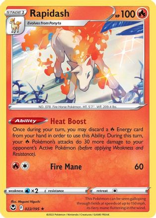 Rapidash (22/195) Reverse Holofoil [SWSH: Silver Tempest] Pokemon Single Pokémon