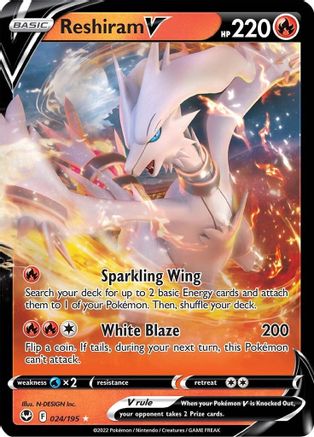 Reshiram V (24/195) Holofoil [SWSH: Silver Tempest] Pokemon Single Pokémon