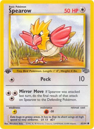 Spearow (62/64) 1st Edition [Vintage: Jungle] Pokemon Single Pokémon