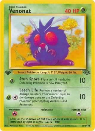 Venonat (63/64) 1st Edition [Vintage: Jungle] Pokemon Single Pokémon