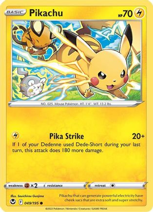 Pikachu (49/195) Reverse Holofoil [SWSH: Silver Tempest] Pokemon Single Pokémon