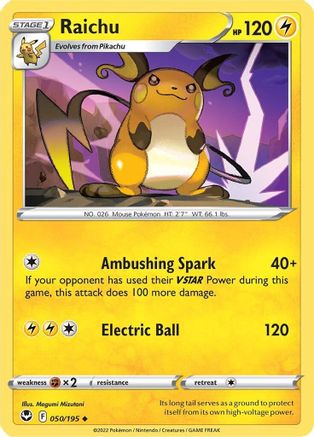 Raichu (50/195) Reverse Holofoil [SWSH: Silver Tempest] Pokemon Single Pokémon