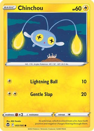 Chinchou (51/195) Reverse Holofoil [SWSH: Silver Tempest] Pokemon Single Pokémon