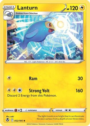 Lanturn (52/195) Reverse Holofoil [SWSH: Silver Tempest] Pokemon Single Pokémon