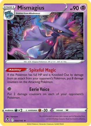 Mismagius (64/195) [SWSH: Silver Tempest] Pokemon Single Pokémon