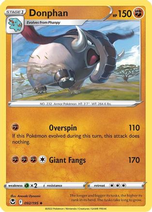 Donphan (92/195) [SWSH: Silver Tempest] Pokemon Single Pokémon