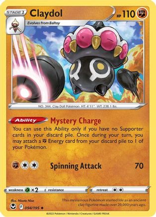Claydol (94/195) Reverse Holofoil [SWSH: Silver Tempest] Pokemon Single Pokémon