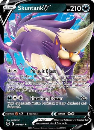 Skuntank V (108/195) Holofoil [SWSH: Silver Tempest] Pokemon Single Pokémon