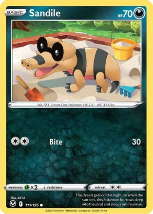 Sandile (111/195) [SWSH: Silver Tempest] Pokemon Single Pokémon