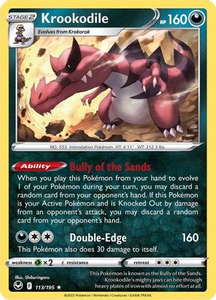 Krookodile (113/195) Holofoil [SWSH: Silver Tempest] Pokemon Single Pokémon