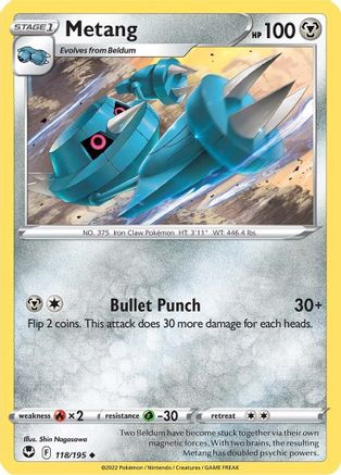 Metang (118/195) Reverse Holofoil [SWSH: Silver Tempest] Pokemon Single Pokémon