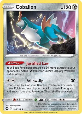 Cobalion (126/195) [SWSH: Silver Tempest] Pokemon Single Pokémon