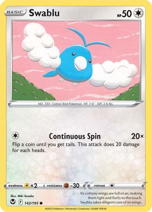 Swablu (142/195) [SWSH: Silver Tempest] Pokemon Single Pokémon