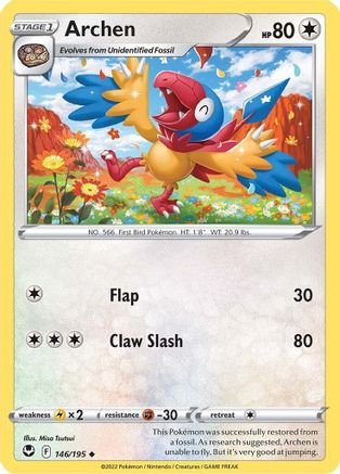 Archen (146/195) Reverse Holofoil [SWSH: Silver Tempest] Pokemon Single Pokémon