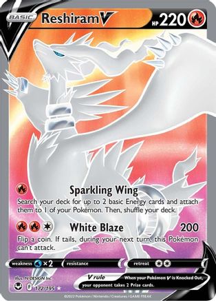 Reshiram V (Full Art) (172/195) Holofoil [SWSH: Silver Tempest] Pokemon Single Pokémon