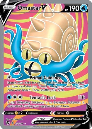 Omastar V (Full Art) (174/195) Holofoil [SWSH: Silver Tempest] Pokemon Single Pokémon
