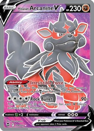 Hisuian Arcanine V (Full Art) (179/195) Holofoil [SWSH: Silver Tempest] Pokemon Single Pokémon