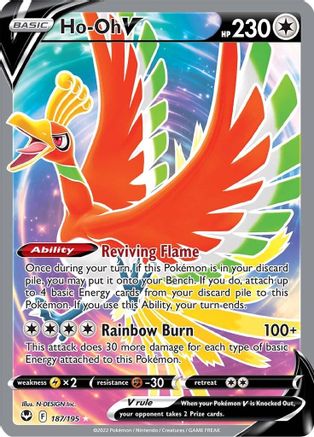 Ho-Oh V (Full Art) (187/195) Holofoil [SWSH: Silver Tempest] Pokemon Single Pokémon