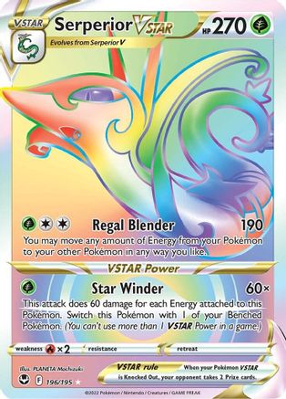 Serperior VSTAR (Secret) (196/195) - [SWSH: Silver Tempest] Holofoil Pokemon Single Pokémon