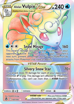Alolan Vulpix VSTAR (Secret) (197/195) - [SWSH: Silver Tempest] Holofoil Pokemon Single Pokémon
