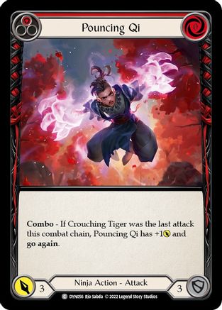 Pouncing Qi (Red) [DYN056] (Dynasty)  Rainbow Foil Flesh And Blood Single Flesh And Blood   