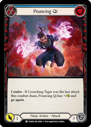 Pouncing Qi (Blue) [DYN058] (Dynasty)  Rainbow Foil Flesh And Blood Single Flesh And Blood   