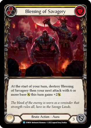 Blessing of Savagery (Yellow) [DYN014] (Dynasty)  Rainbow Foil Flesh And Blood Single Flesh And Blood   