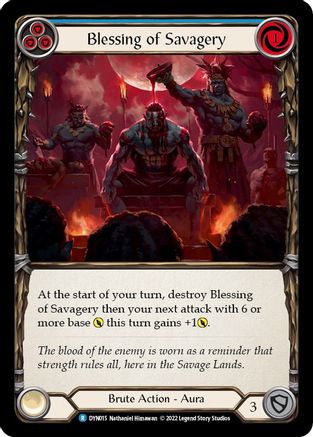 Blessing of Savagery (Blue) [DYN015] (Dynasty)  Rainbow Foil Flesh And Blood Single Flesh And Blood   