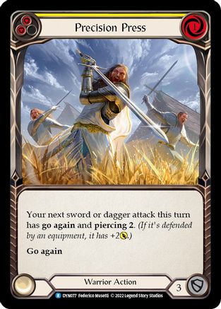 Precision Press (Yellow) [DYN077] (Dynasty)  Rainbow Foil Flesh And Blood Single Flesh And Blood   