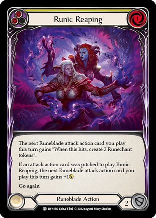 Runic Reaping (Yellow) [DYN186] (Dynasty)  Rainbow Foil Flesh And Blood Single Flesh And Blood   